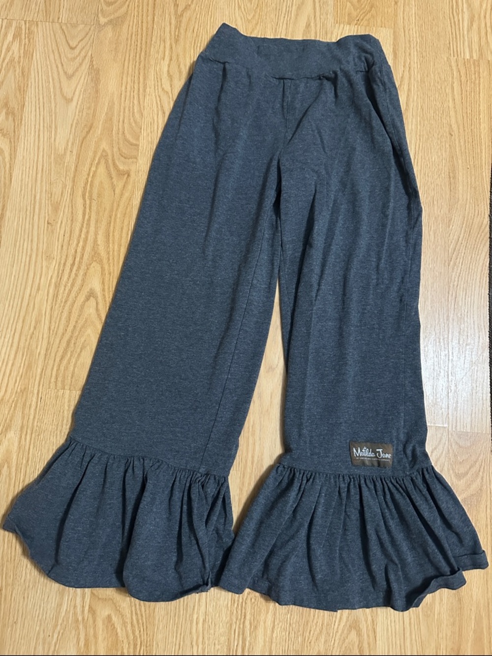 Matilda Jane Golden & Gray Knit Top medium with Matching Gray Ruffle Pants small - Picture 2 of 6